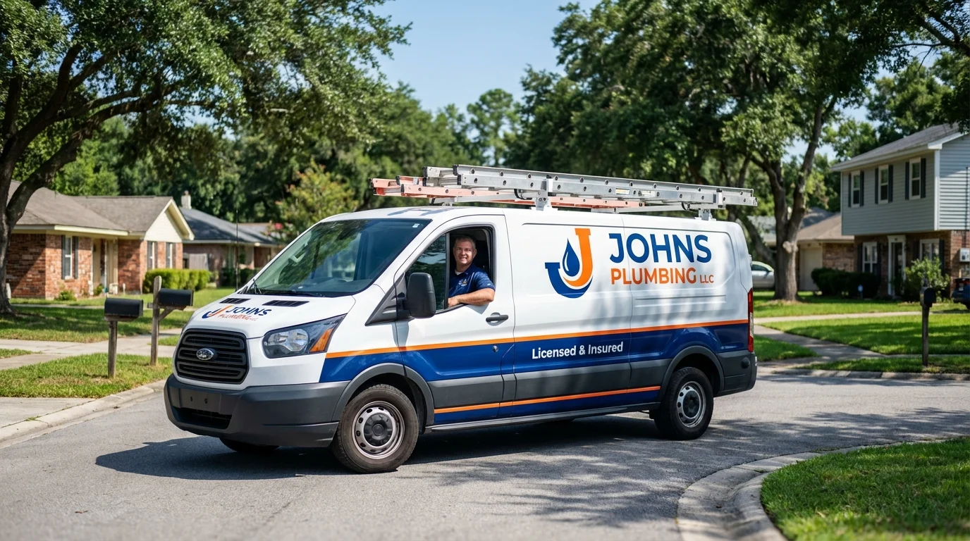 Johns Plumbing LLC service van in Gettysburg, PA