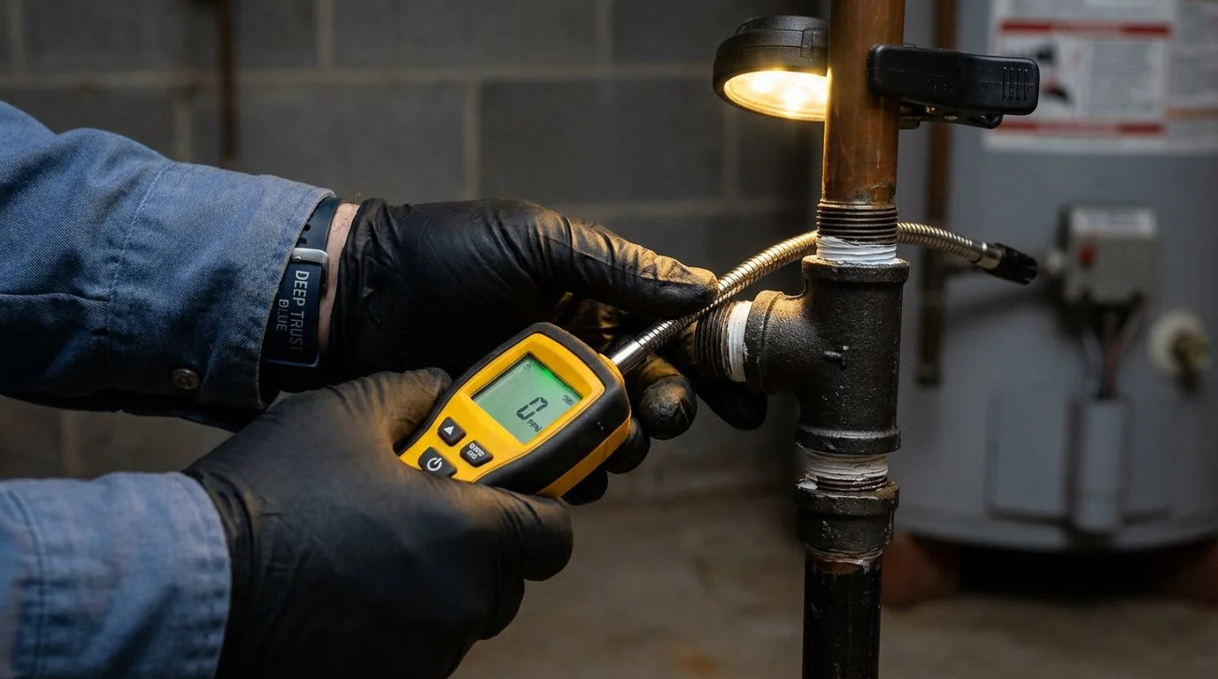 Gas leak detection with electronic sniffer by Johns Plumbing LLC in Gettysburg