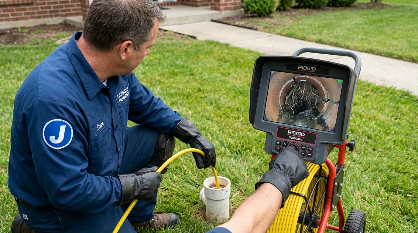 Sewer camera inspection being performed by Johns Plumbing LLC in Gettysburg