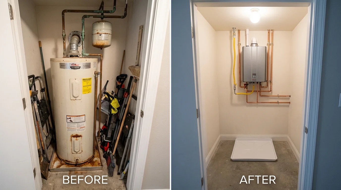 Tank water heater versus wall-mounted tankless unit comparison for Gettysburg, PA homeowners